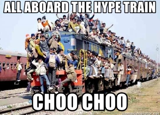 A train full of people, aka the hype train